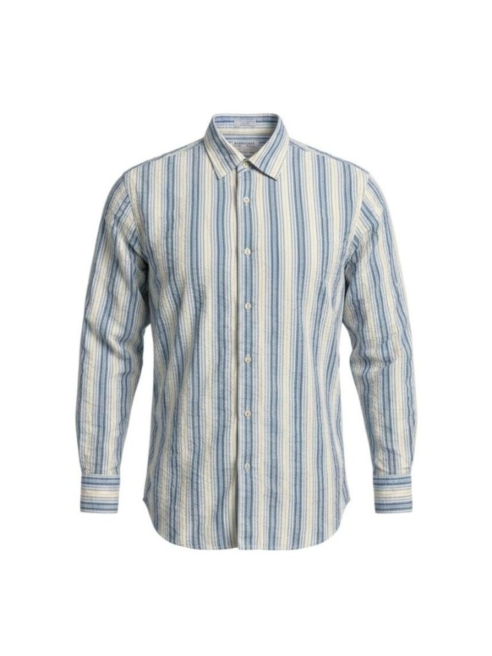 Koman Sport Mens Blue & White Striped Long-Sleeve Button-Down Shirt XL